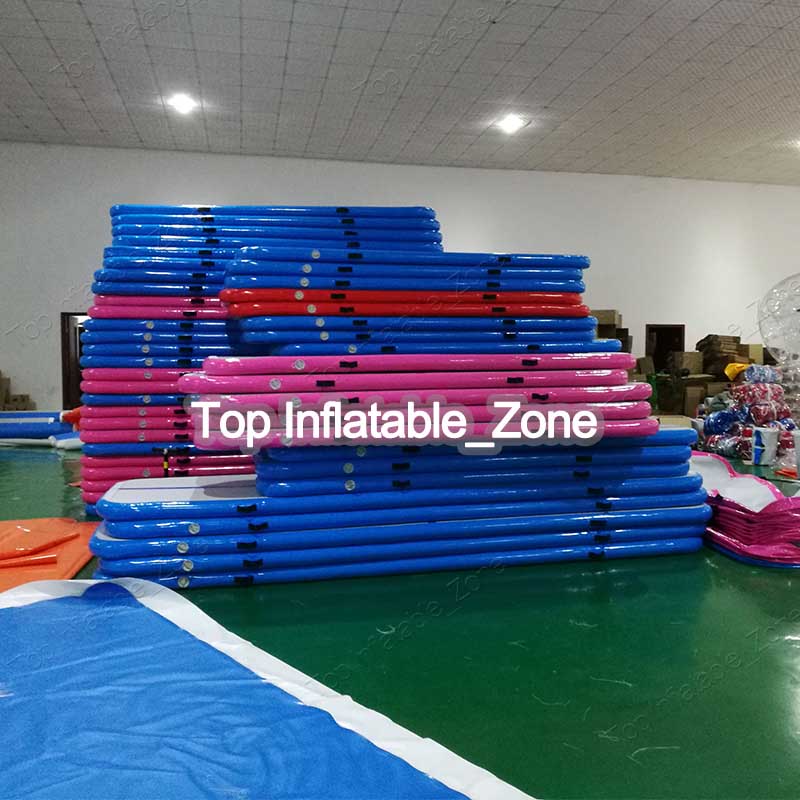 Blue Mini Size Inflatable Gym Training Mat With Superior Drop Stitch Material For Bouncing Exercises - 3