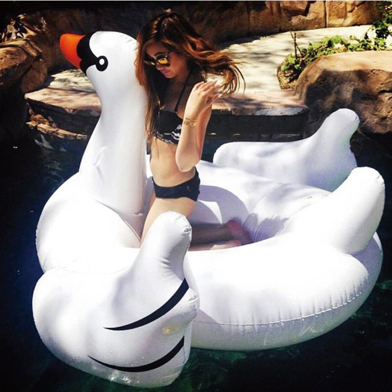 Large Inflatable Kids Swan Float Summer Lake Lounge Raft Rideable Water Toy For Swimming Pool Fun - 3