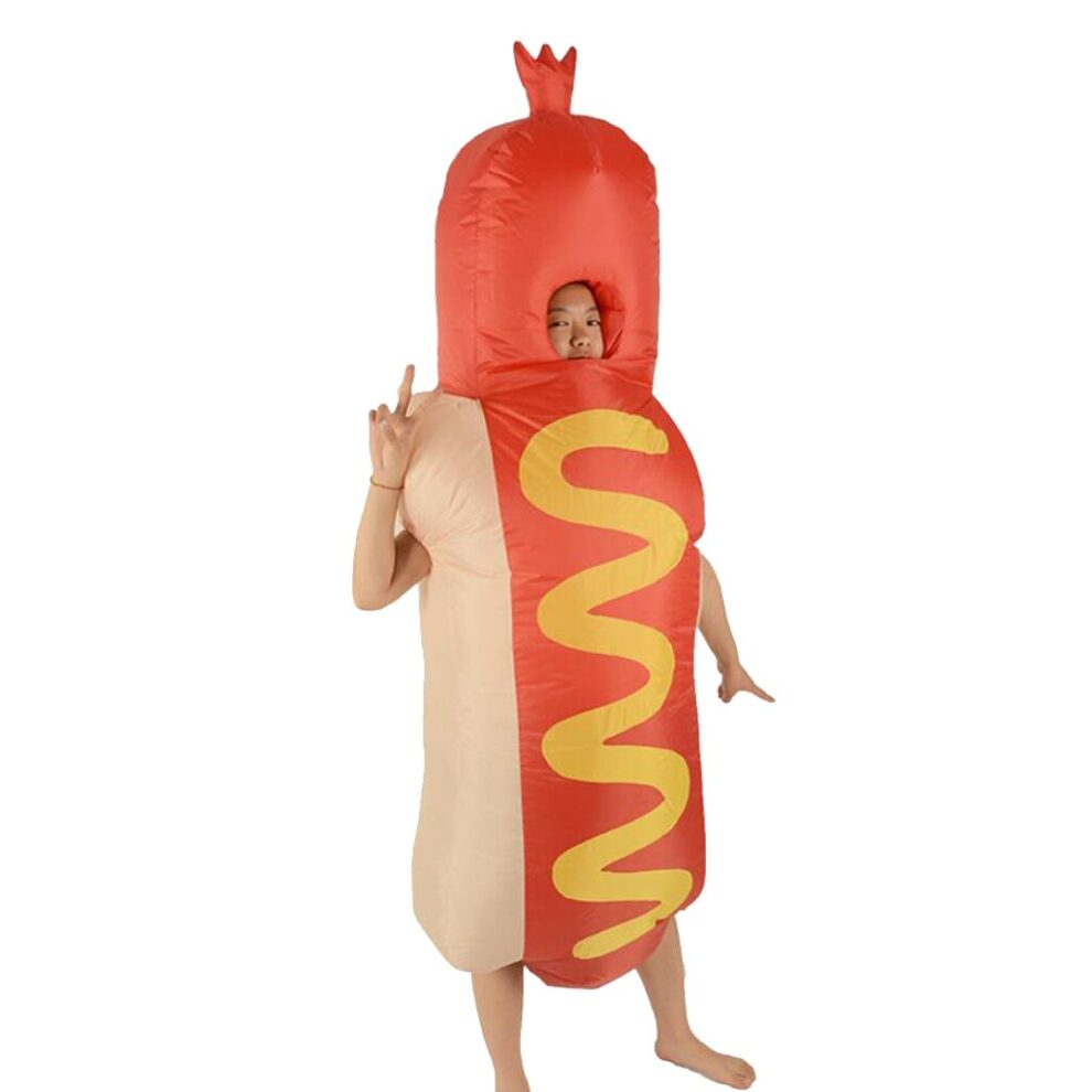 Adult Inflatable Hot Dog Costume Novelty Halloween Party Dressup Outfit