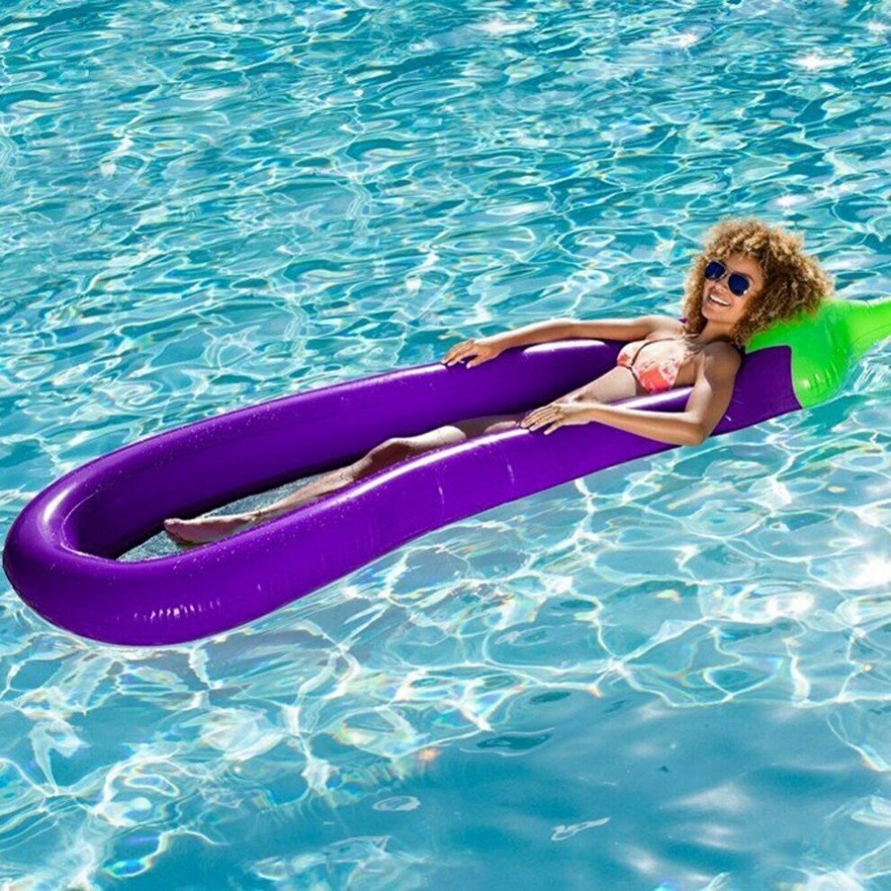 Kids Fun Inflatable Eggplant Pool Float 254cm Swimming Lounge Water Toy