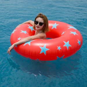 Tropical Palm Tube Float 115cm Giant Rainbow Inflatable Swimming Ring Pool Floating Water Party Toy - 2
