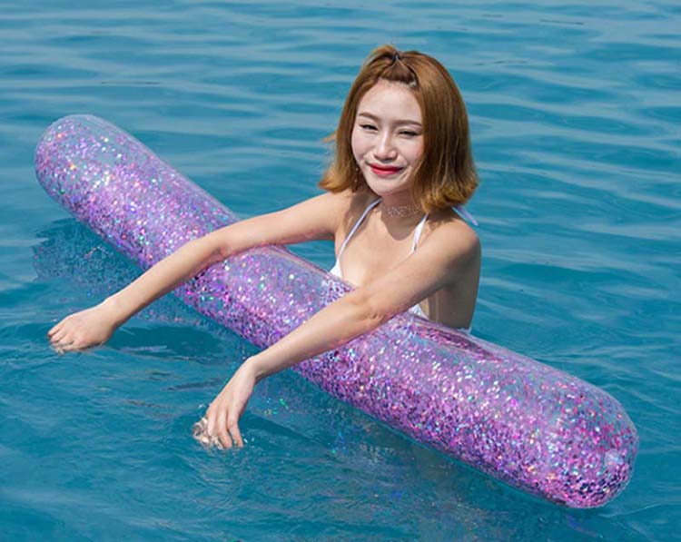Sparkly Holographic Giant 180cm Inflatable Swimming Pool Float Glitter Swim Noodle Super Party Beach Raft Stick - 7