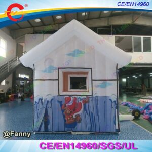 To Door 3x3x3m Inflatable Christmas House Full Printing Santa Claus Grotto Booth - 2
