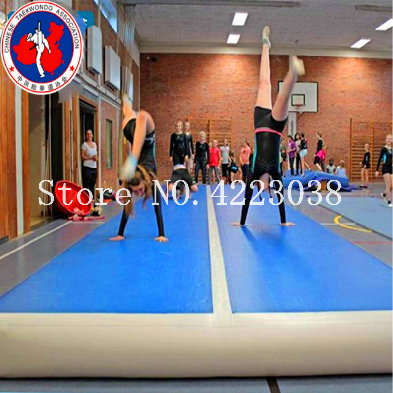 Blue Inflatable Gymnastics Mattress 15x2x02m Air Track Tumbling Mat With Pump For Home Gym Training Cheerleading - 5