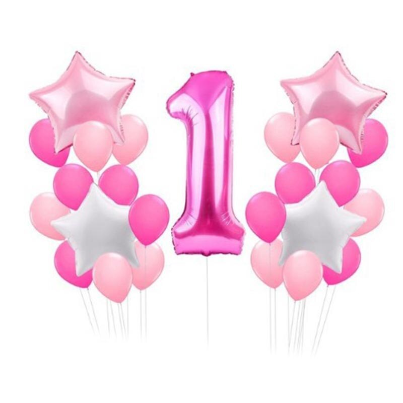 25 Pcs First Birthday Party Decoration Balloons Baby Boy Girl Balloon - 3