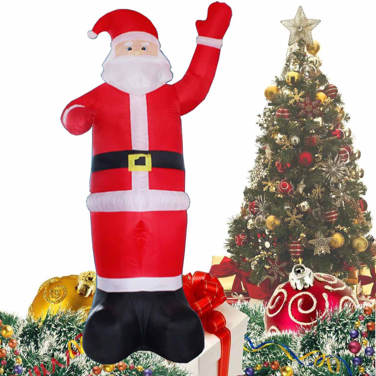 5m Tall Inflatable Santa Claus Christmas Tree Outdoor Yard Decoration Airblown 220v Weatherresistant - 2