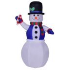 1 8m Christmas Led Inflatable Model Snowman Doll Broom Cover Decoration Dressing & Fan - 2