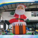 4m 6m 8m Christmas Decoration Giant Inflatable Santa Claus Climb Up From Chimney Father Old Man