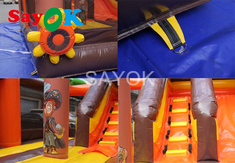 Kids Inflatable Bounce House Pirate Ship 65x55x38m With Slide And Air Blower Indooroutdoor Play - 4