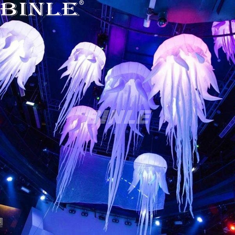 Multicolored 16 Led Light Inflatable Jellyfish Balloon Enchanting Stage And Event Decor - 2