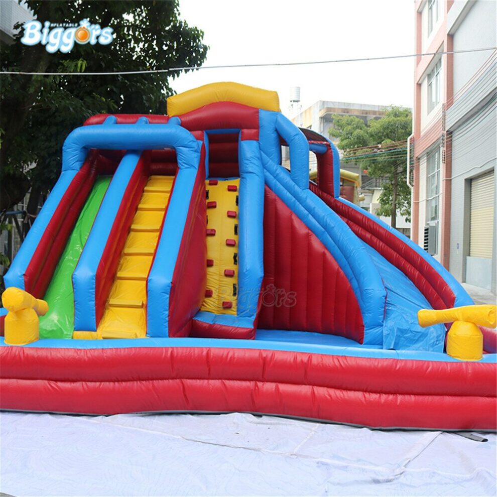 Commercial Grade Giant Inflatable Water Slide Pool With Pvc And Blowers