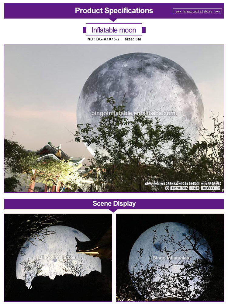 Led Illuminated Inflatable Moon Model 13 Meters Diameter Perfect For Event Decorations And Toys - 1