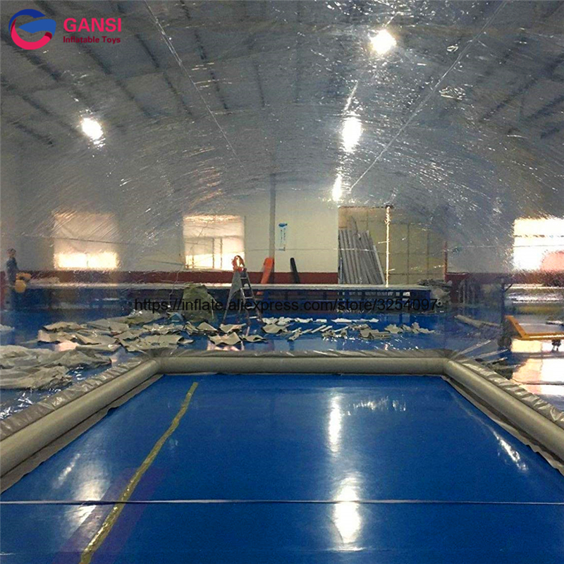 Inflatable Winter Swimming Pool Cover Yard Bubble Tent With Air Tube Water Resistant Bottom - 5