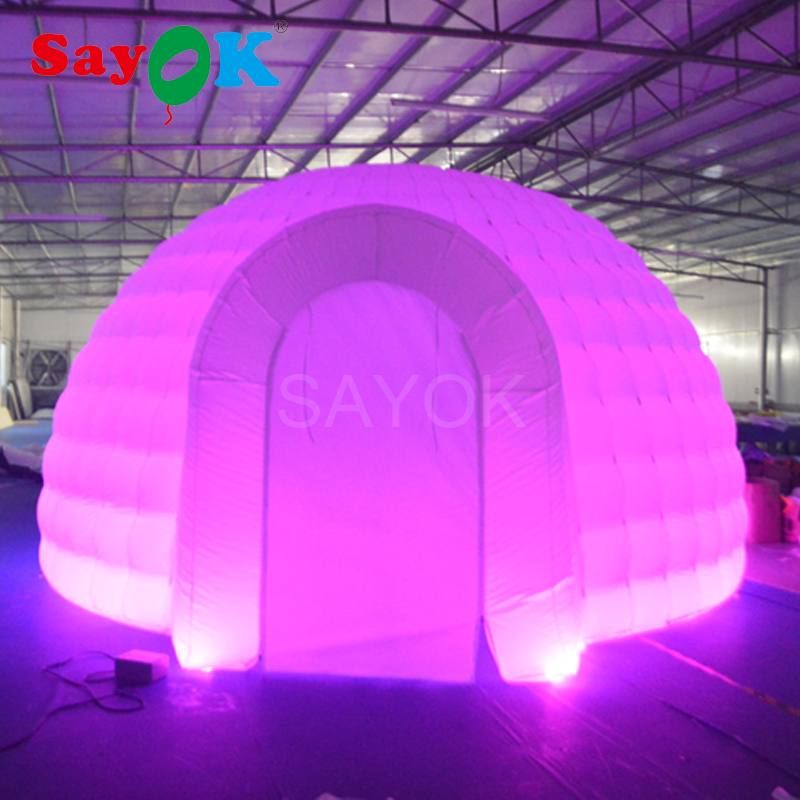 Portable Inflatable White Dome Tent With Led Colorchanging Lights For Trade Shows And Exhibitions - 1