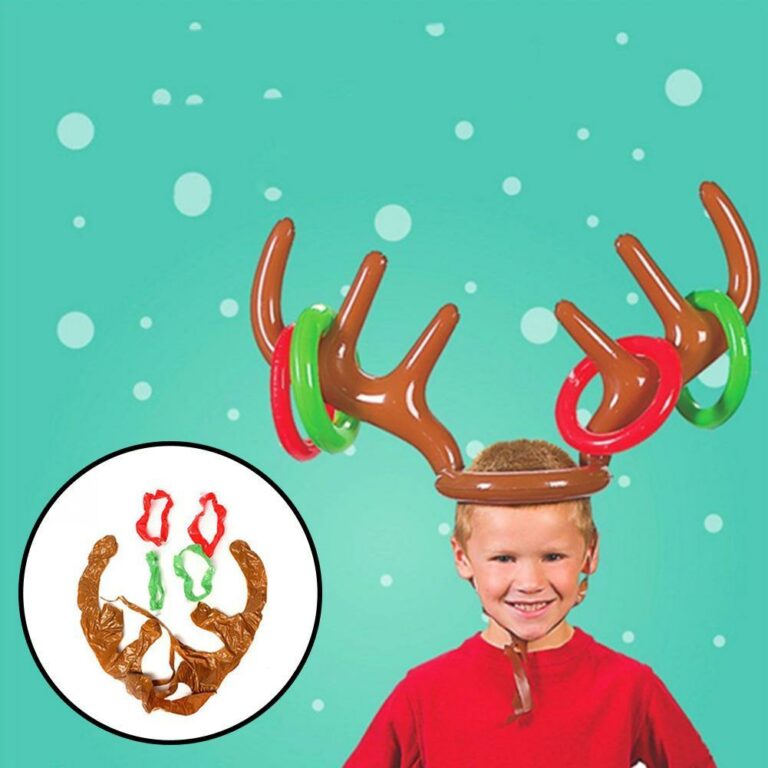 Family Fun Christmas Reindeer Antler Inflatable Ring Toss Party Game