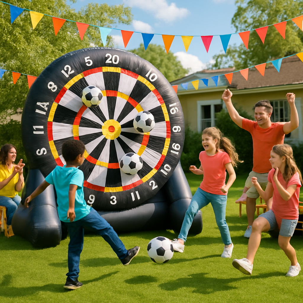 Setting Up the Giant Inflatable Soccer Dart Board Game in Your Backyard Setting Up the Giant Inflatable Soccer Dart Board Game in Your Backyard